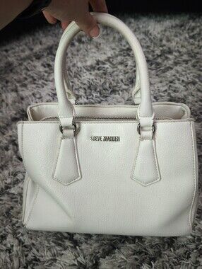 Steve Madden White Pebbled Leather Satchel